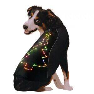Hot Selling Light up DOG Clothes Christmas Tree Embroidered on Dog Harness for Night Walking